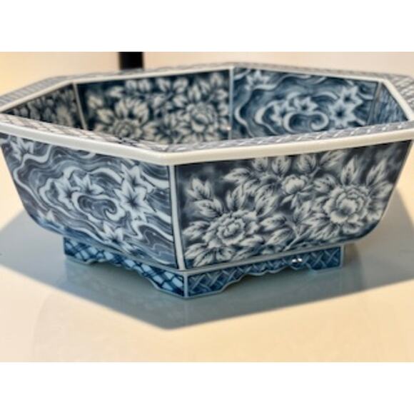 Japanese Chinoiserie Bowl Blue & White Porcelain Matcha Tea Ceremonial Fukagawa - Picture 5 of 12